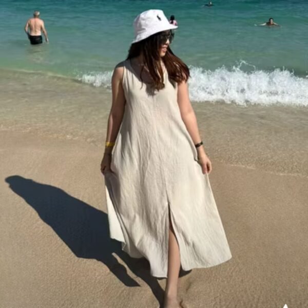 Summer linen dress beige