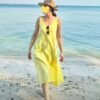 Summer linen dress yellow