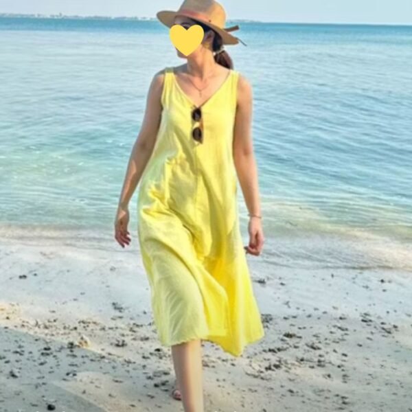 Summer linen dress yellow